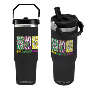 Mardi Gras Goose Flip Straw Tumbler Just A Mardi Goose TS14 One Size: 30 oz Black Print Your Wear