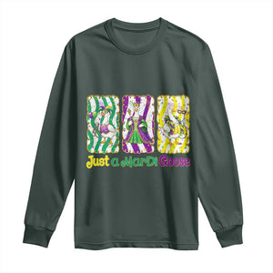 Mardi Gras Goose Long Sleeve Shirt Just A Mardi Goose TS14 Dark Forest Green Print Your Wear