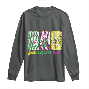Mardi Gras Goose Long Sleeve Shirt Just A Mardi Goose TS14 Dark Heather Print Your Wear