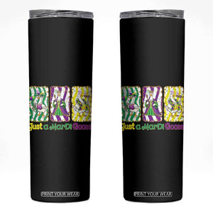 Mardi Gras Goose Skinny Tumbler Just A Mardi Goose TS14 Black Print Your Wear