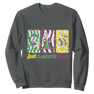 Mardi Gras Goose Sweatshirt Just A Mardi Goose TS14 Dark Heather Print Your Wear