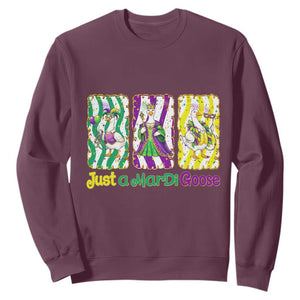 Mardi Gras Goose Sweatshirt Just A Mardi Goose TS14 Maroon Print Your Wear
