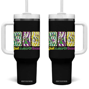 Mardi Gras Goose Tumbler With Handle Just A Mardi Goose TS14 One Size: 40 oz Black Print Your Wear