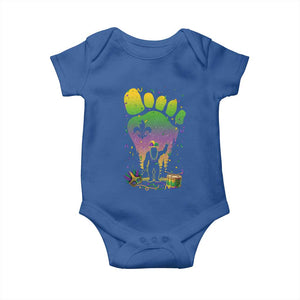 Mardi Gras Bigfoot Baby Onesie Sasquatch Forest Footprint Carnival Party TS14 Royal Blue Print Your Wear