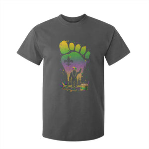 Mardi Gras Bigfoot T Shirt For Kid Sasquatch Forest Footprint Carnival Party TS14 Dark Heather Print Your Wear