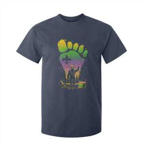 Mardi Gras Bigfoot T Shirt For Kid Sasquatch Forest Footprint Carnival Party TS14 Navy Print Your Wear