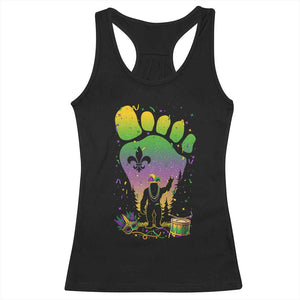Mardi Gras Bigfoot Racerback Tank Top Sasquatch Forest Footprint Carnival Party TS14 Black Print Your Wear