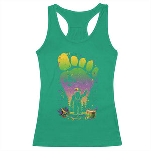 Mardi Gras Bigfoot Racerback Tank Top Sasquatch Forest Footprint Carnival Party TS14 Irish Green Print Your Wear