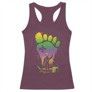 Mardi Gras Bigfoot Racerback Tank Top Sasquatch Forest Footprint Carnival Party TS14 Maroon Print Your Wear