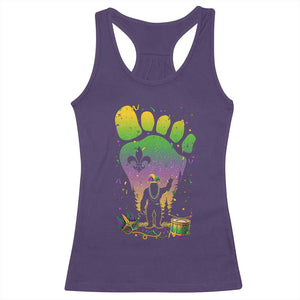 Mardi Gras Bigfoot Racerback Tank Top Sasquatch Forest Footprint Carnival Party TS14 Purple Print Your Wear