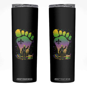 Mardi Gras Bigfoot Skinny Tumbler Sasquatch Forest Footprint Carnival Party TS14 Black Print Your Wear