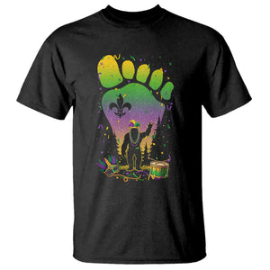 Mardi Gras Bigfoot T Shirt Sasquatch Forest Footprint Carnival Party TS14 Black Print Your Wear