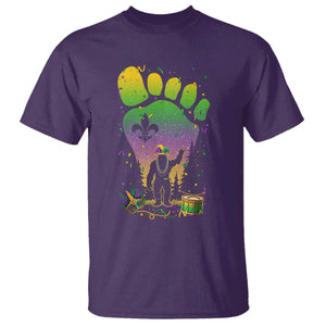 Mardi Gras Bigfoot T Shirt Sasquatch Forest Footprint Carnival Party TS14 Purple Print Your Wear