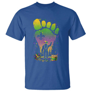 Mardi Gras Bigfoot T Shirt Sasquatch Forest Footprint Carnival Party TS14 Royal Blue Print Your Wear