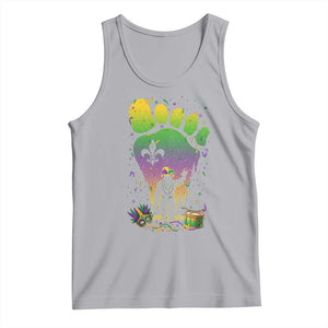 Mardi Gras Bigfoot Tank Top Sasquatch Forest Footprint Carnival Party TS14 Athletic Heather Print Your Wear