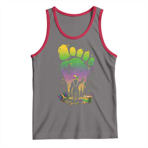 Mardi Gras Bigfoot Tank Top Sasquatch Forest Footprint Carnival Party TS14 Deep Heather Red Print Your Wear