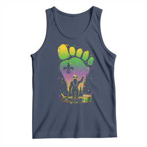 Mardi Gras Bigfoot Tank Top Sasquatch Forest Footprint Carnival Party TS14 Navy Print Your Wear