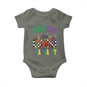 Mardi Gras Crawfish Baby Onesie Who Is Your Crawdaddy TS14 Military Green Print Your Wear