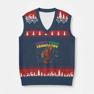 Mardi Gras Crawfish V-Neck Knit Sweater Vest Who Is Your Crawdaddy Carnival Party TS14 Navy Red Print Your Wear