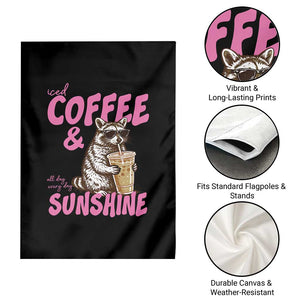 Iced Coffee and Sunshine Garden Flag Funny Raccoon Summer Coffee Lover Gift TS14 Print Your Wear