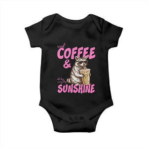 Iced Coffee and Sunshine Baby Onesie Funny Raccoon Summer Coffee Lover Gift TS14 Black Print Your Wear