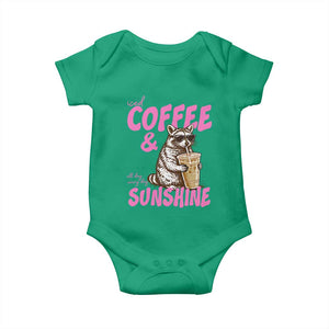 Iced Coffee and Sunshine Baby Onesie Funny Raccoon Summer Coffee Lover Gift TS14 Irish Green Print Your Wear
