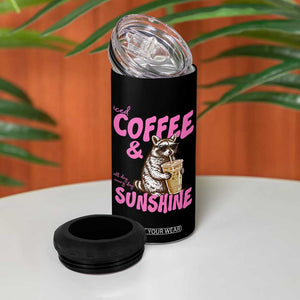 Iced Coffee and Sunshine 4 in 1 Can Cooler Tumbler Funny Raccoon Summer Coffee Lover Gift TS14 Print Your Wear