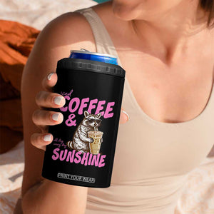 Iced Coffee and Sunshine 4 in 1 Can Cooler Tumbler Funny Raccoon Summer Coffee Lover Gift TS14 Print Your Wear