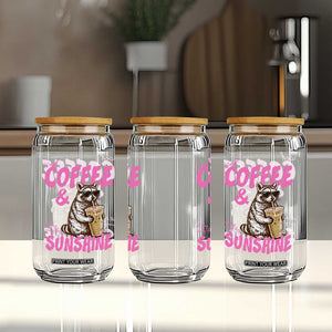Iced Coffee and Sunshine Glass Can Funny Raccoon Summer Coffee Lover Gift TS14 Print Your Wear