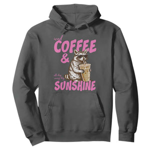 Iced Coffee and Sunshine Hoodie Funny Raccoon Summer Coffee Lover Gift TS14 Dark Heather Print Your Wear