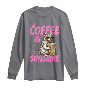 Iced Coffee and Sunshine Long Sleeve Shirt Funny Raccoon Summer Coffee Lover Gift TS14 Charcoal Print Your Wear