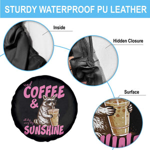 Iced Coffee and Sunshine Spare Tire Cover Funny Raccoon Summer Coffee Lover Gift TS14 Print Your Wear