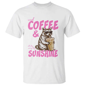 Iced Coffee and Sunshine T Shirt Funny Raccoon Summer Coffee Lover Gift TS14 White Print Your Wear