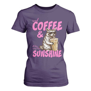 Iced Coffee and Sunshine T Shirt For Women Funny Raccoon Summer Coffee Lover Gift TS14 Purple Print Your Wear