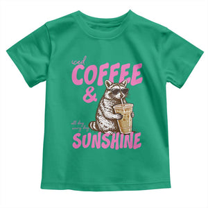 Iced Coffee and Sunshine Toddler T Shirt Funny Raccoon Summer Coffee Lover Gift TS14 Irish Green Print Your Wear