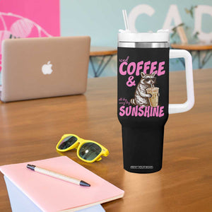 Iced Coffee and Sunshine Tumbler With Handle Funny Raccoon Summer Coffee Lover Gift TS14 Print Your Wear