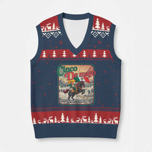 Cinco de Mayo Battle of Puebla V-Neck Knit Sweater Vest Mexican Victory History 1862 TS14 Navy Red Print Your Wear