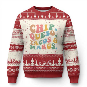 Chips Queso Tacos & Margs Ugly Christmas Sweater Cinco De Mayo Mexican Food Margarita Lover TS14 Beige Red Print Your Wear