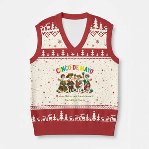 Cinco de Mayo Mexican Victory V-Neck Knit Sweater Vest Silly Goose Festive Heritage Puebla Battle 1862 TS14 Beige Red Print Your Wear