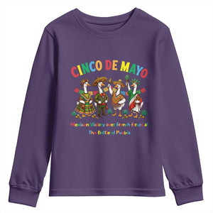 Cinco de Mayo Mexican Victory Youth Sweatshirt Silly Goose Festive Heritage Puebla Battle 1862 TS14 Purple Print Your Wear