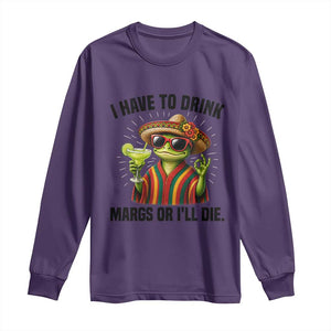 Cinco De Drinko Margarita Long Sleeve Shirt Funny Drinking Lizard Cinco De Mayo Fiesta TS14 Purple Print Your Wear