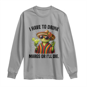 Cinco De Drinko Margarita Long Sleeve Shirt Funny Drinking Lizard Cinco De Mayo Fiesta TS14 Sport Gray Print Your Wear