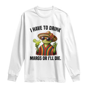 Cinco De Drinko Margarita Long Sleeve Shirt Funny Drinking Lizard Cinco De Mayo Fiesta TS14 White Print Your Wear