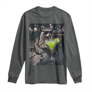 Margarita Cocktail Long Sleeve Shirt Funny Raccoon Mexican Food Meme TS14 Dark Heather Print Your Wear