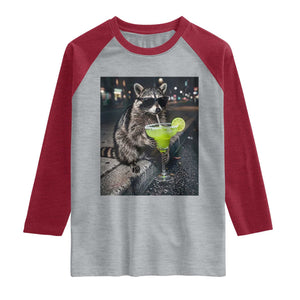 Margarita Cocktail Raglan Shirt Funny Raccoon Mexican Food Meme TS14 Heather Gray Heather Red Print Your Wear