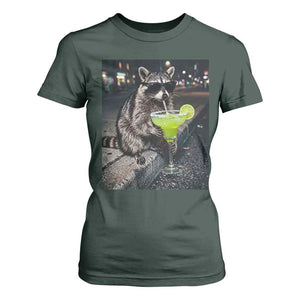 Margarita Cocktail T Shirt For Women Funny Raccoon Mexican Food Meme TS14 Dark Forest Green Print Your Wear