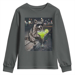 Margarita Cocktail Youth Sweatshirt Funny Raccoon Mexican Food Meme TS14 Dark Heather Print Your Wear