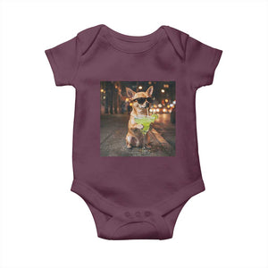 Cinco de Mayo Margarita Baby Onesie Funny Chihuahua Drinking Cocktail Mexican Fiesta Gift TS14 Maroon Print Your Wear