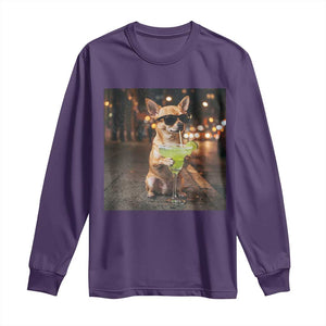 Cinco de Mayo Margarita Long Sleeve Shirt Funny Chihuahua Drinking Cocktail Mexican Fiesta Gift TS14 Purple Print Your Wear