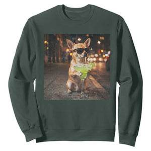 Cinco de Mayo Margarita Sweatshirt Funny Chihuahua Drinking Cocktail Mexican Fiesta Gift TS14 Dark Forest Green Print Your Wear